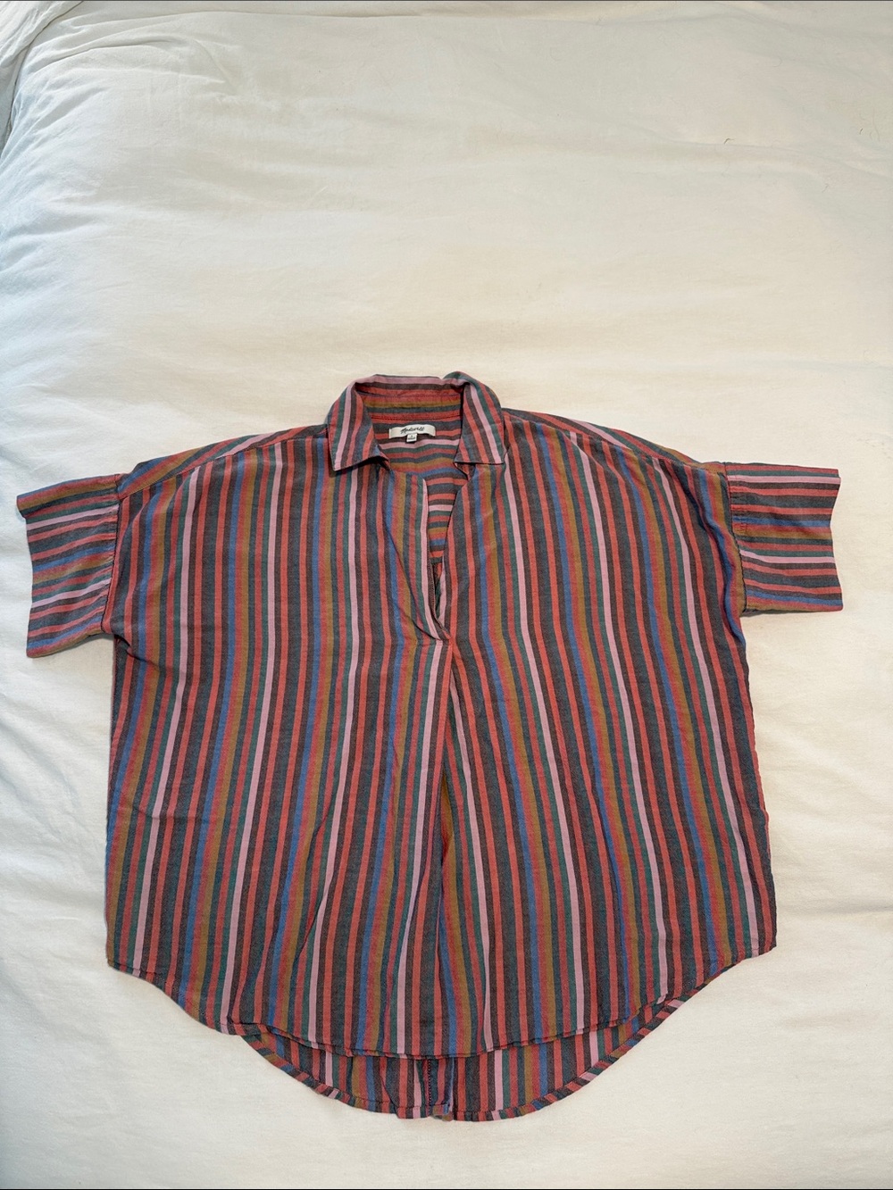 Madewell Women's Short-Sleeve Stripe Button-Front Shirt - Multi-Color